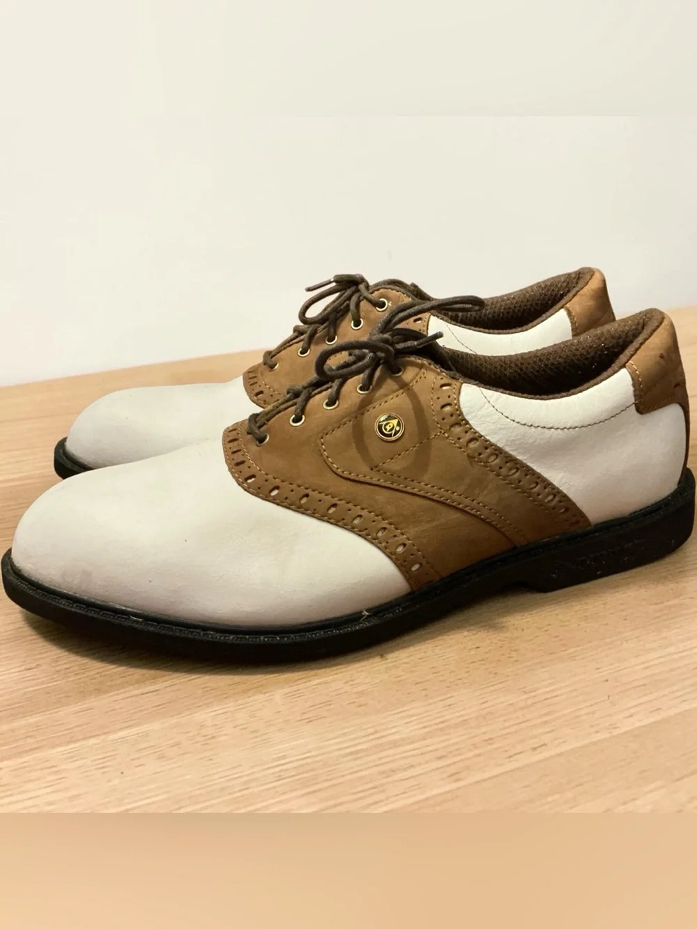 Dunlop Vintage White & Brown Saddle Golf Shoes